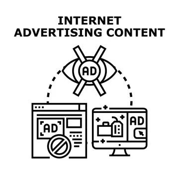 Blocking internet advertising content concept vector illustration Illustrazione stock