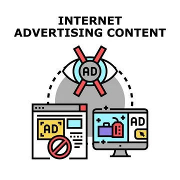 Blocking internet advertising content concept vector illustration 库存插图