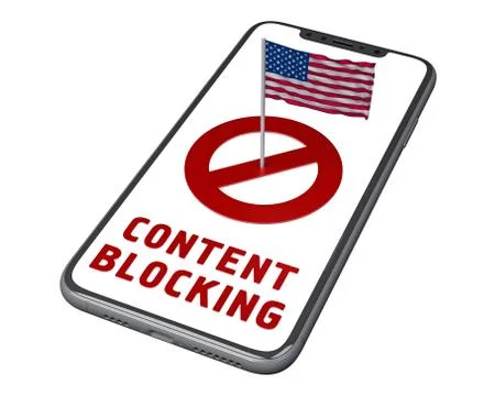 Blocking mobile internet content in USA Stock Illustration