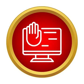 Blocking online content on computer display icon Stock Illustration