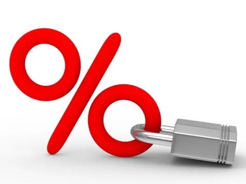 Blocking percent on white background. Isolated 3D image Stock Illustration