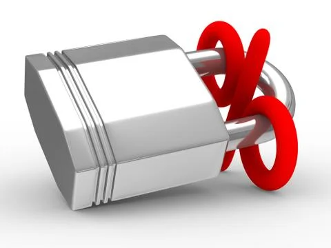 Blocking percent on white background. Isolated 3D image Stock Illustration