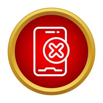 Blocking smartphone notifications with a red cross icon Stock Illustration