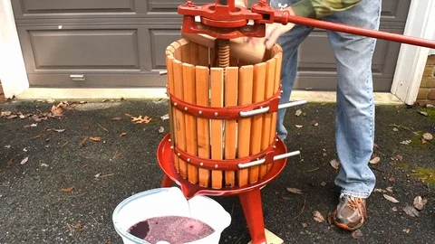 Blocking Traditional Basket Wine Press Stock Footage 117740741