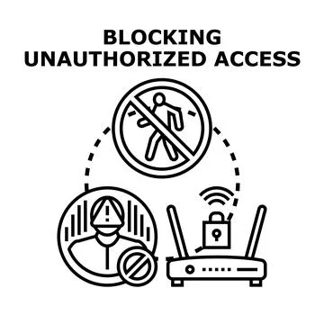 Blocking unauthorized access to network security system Stock Illustration
