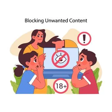 Blocking unwanted content concept. Flat vector illustration Stock Illustration
