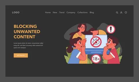 Blocking unwanted content concept. Flat vector illustration Stock Illustration
