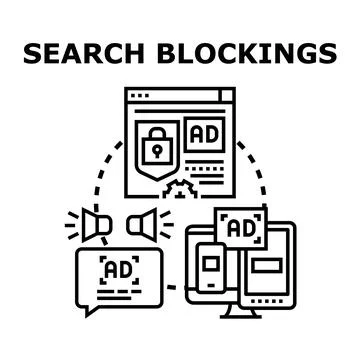 Blocking unwanted online ads during internet search Stock Illustration