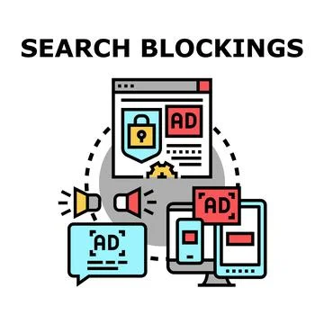 Blocking unwanted online ads during internet search Stock Illustration