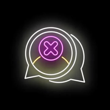 Blocking user communication in a chat bubble neon icon Ilustração Stock