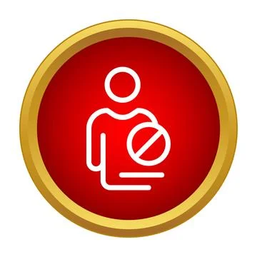 Blocking user icon on a red button Stock Illustration