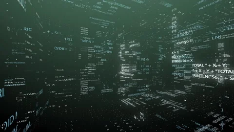 Blocks of abstract program code are written and moved to virtual space. The Video stock 116045224