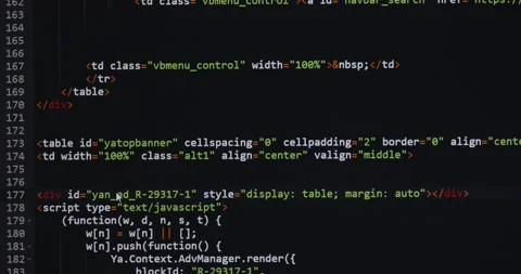 Blocks of abstract program code are written and moved in the monitor Stock Footage 132013852