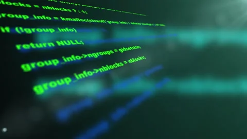 Blocks of abstract program code are written and moved in the virtual space. The Stock Footage 240240785