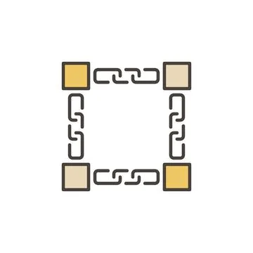 Blocks and Chains colored icon - vector Blockchain sign Stock Illustration