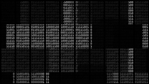 Blocks of binary numbers zooming in and outwards against a black background Stock Footage 88488072