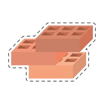 Blocks brick construction tool design cut line Stock Illustration