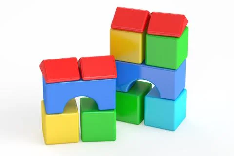 Blocks building, toy. 3D rendering Stock Illustration
