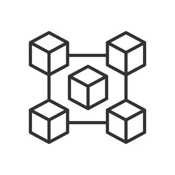 Blocks chain, icon in line design. Blocks chain, blockchain network, blockchain Stock Illustration