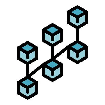 Blocks chain network icon vector flat Stock Illustration