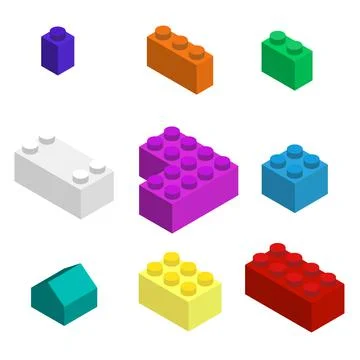 Blocks of the children designer 3D, vector illustration. Illustrazione stock