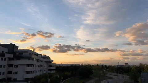 Blocks of a city at sunset Stock Footage 128984794