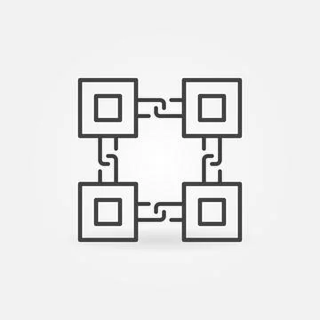 Blocks connected with Chain line icon. Blockchain symbol Illustrazione stock