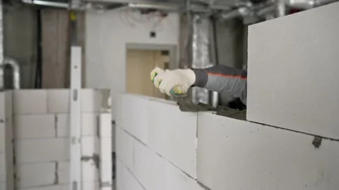 Blocks for the construction of walls and partitions. Stock Footage 203993832