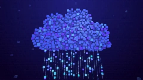 Blocks of data tranfering into cloud storage Stock Footage 153208573