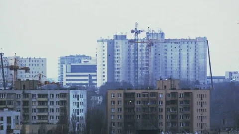 Blocks of Flats. Construction Site Stock Footage 80367647