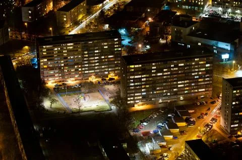 Blocks of flats by night Stock Photos