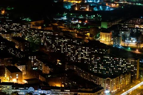 Blocks of flats by night Stock Photos