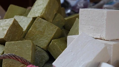 Blocks of handmade soap Stock Footage 108726452