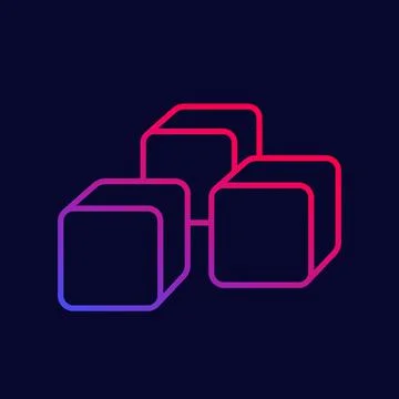 Blocks icon on dark, line vector 스톡 일러스트