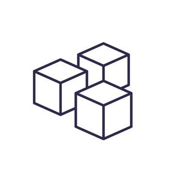 Blocks line icon on white Stock Illustration