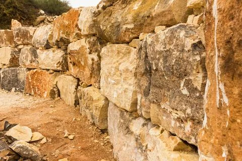 Blocks of natural stone, texture, material for construction, Cyprus.... block Stock Photos