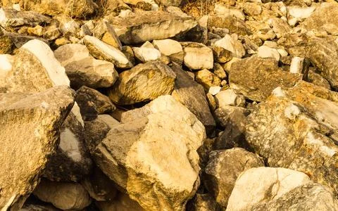 Blocks of natural stone, texture, material for construction, Cyprus.... block Stock Photos