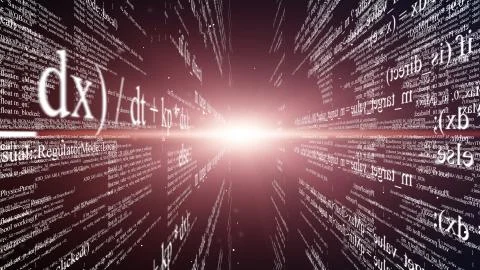 Blocks of program code flying in virtual space Illustration