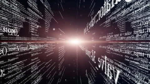 Blocks of program code flying in virtual space イラスト素材