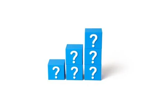 Blocks with a question mark in the shape of a ladder. Start solving the mys.. Illustrazione stock