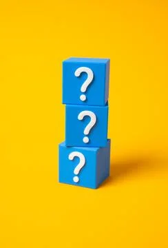 Blocks with question marks. FAQ. Collection of information. Knowledge base... Stock Illustration