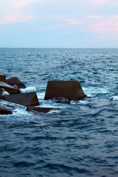 Blocks in the sea Stock Photos