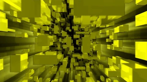 Blocks space tunnel flying virtual Stock Footage 89990465