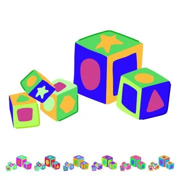 Blocks stacking toy vector cartoon graphic Stock Illustration
