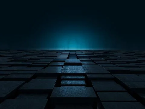 Blocks Surface, 3D Render. Dark Design Background Stock Illustration