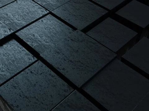 Blocks Surface, 3D Render. Dark Design Background Stock Illustration