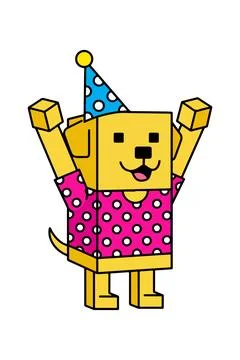 Blocky Birthday Dog Stock Illustration