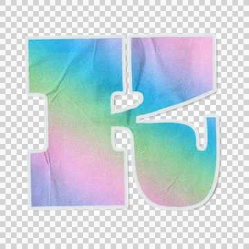 Blocky monogram is floating on transparent bg, die-cut sticker, pastel gradient 스톡 일러스트