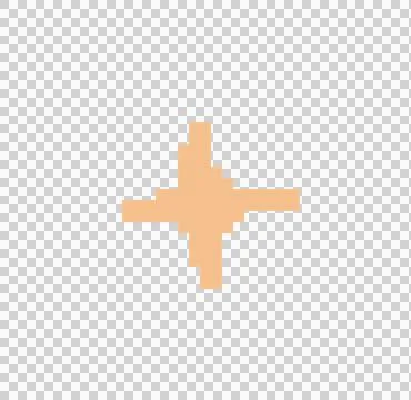 Blocky pixel-art cross floating on transparent background, showing stepped Illustration