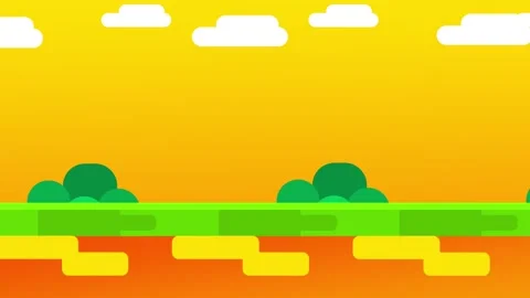 Blocky Sunset Terrain with Trees Stock Footage 335633288